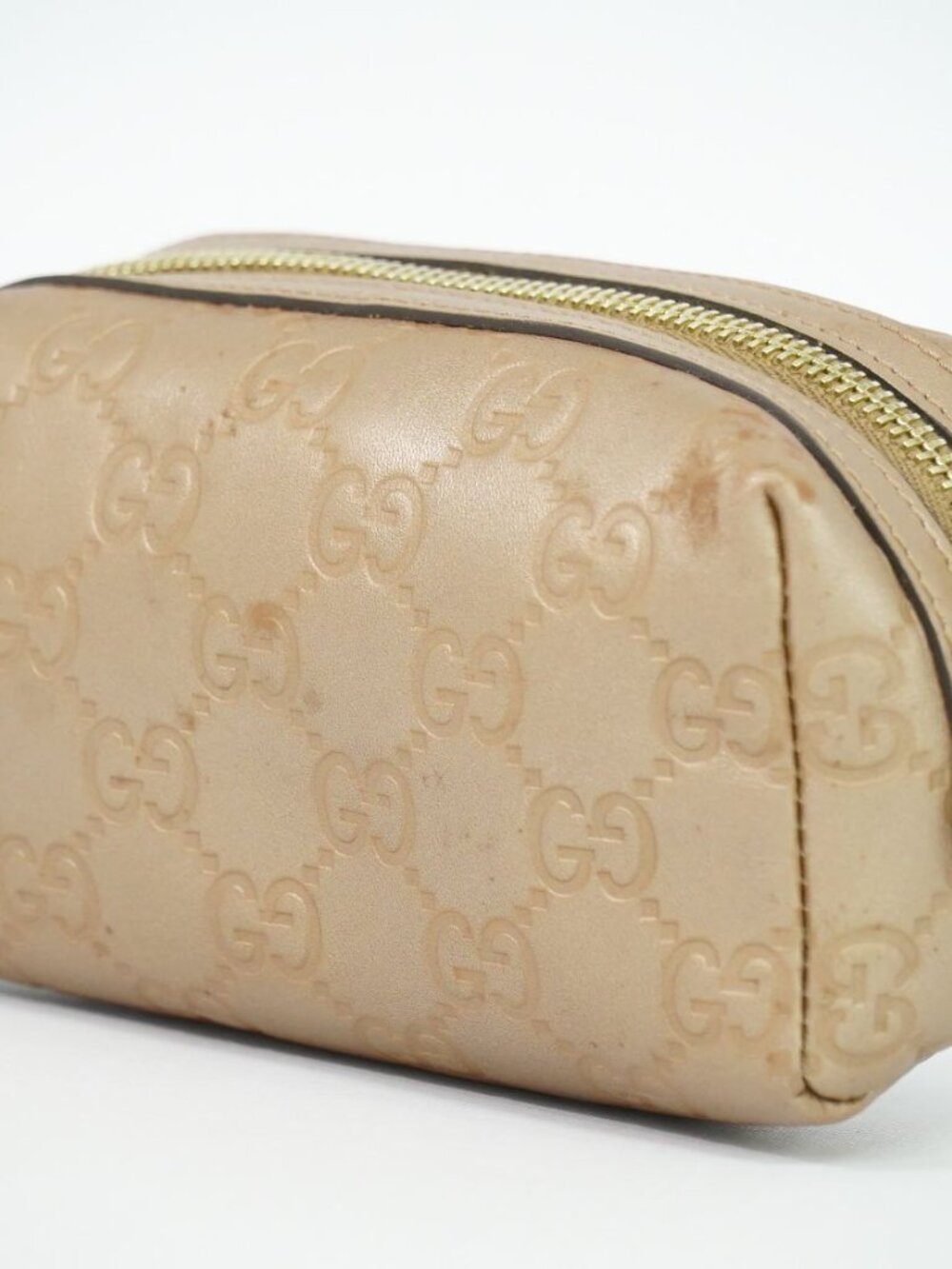 Gucci Guccissima Leather Pouch Case Pink Beige - Picture 2 of 9
